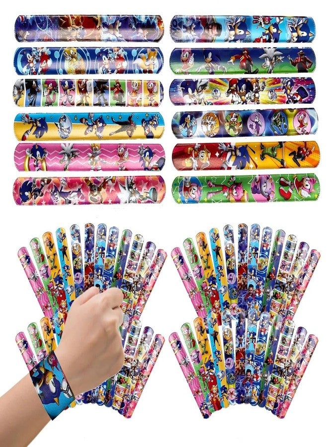 VTL Cartoon Theme Slap Bracelets, Multicolor Snap Wrist Bands for Kids, Party Favors, Birthday Return Gifts, Pack of 60 - Image 1